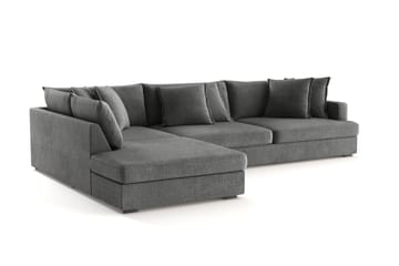 Rossita Lyx 4-seter Ekstra dyp Sofa med Sjeselong Venstre - Grå Chenille - Møbler - Sofaer - Sofaer med sjeselong - 4 seters sofa med divan