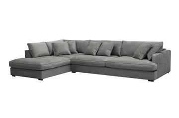 Rossita Lyx 4-seter Ekstra dyp Sofa med Sjeselong Venstre - Grå Chenille - Møbler - Sofaer - Sofaer med sjeselong - 4 seters sofa med divan