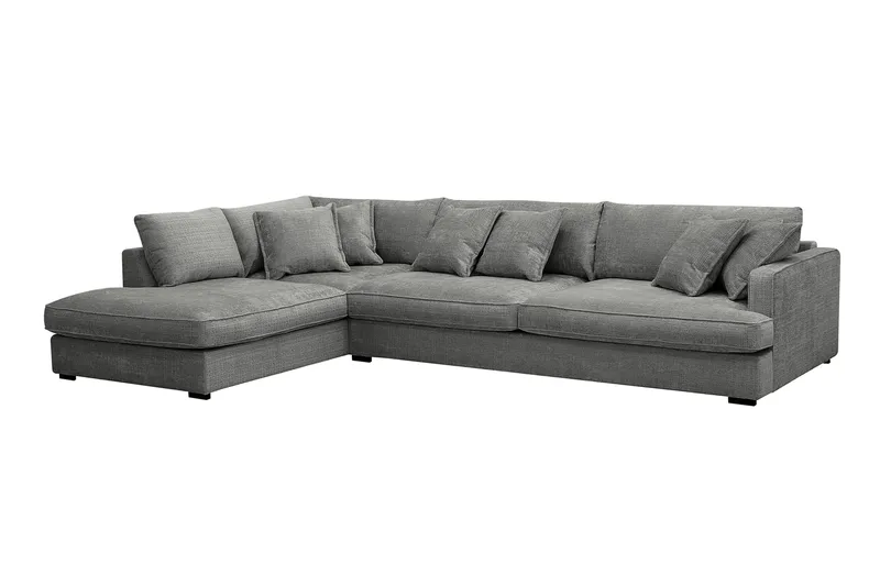 Rossita Lyx 4-seter Ekstra dyp Sofa med Sjeselong Venstre - Grå Chenille - Møbler - Sofaer - Sofaer med sjeselong - 4 seters sofa med divan