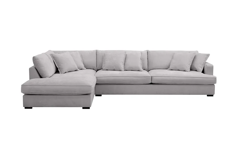 Rossita Lyx 4-seter Ekstra dyp Sofa med Sjeselong Venstre - Grå Chenille - Møbler - Sofaer - Sofaer med sjeselong - 4 seters sofa med divan