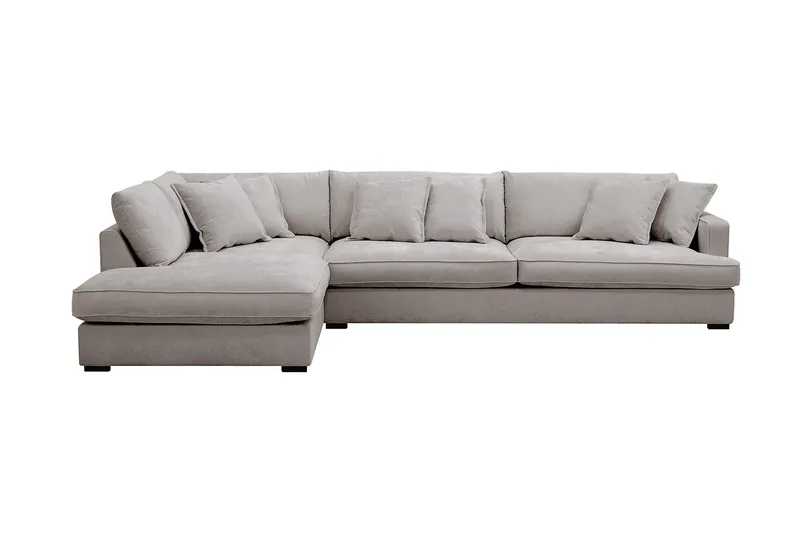 Rossita Lyx 4-seter Ekstra dyp Sofa med Sjeselong Venstre - Grå/Brun Chenille - Møbler - Sofaer - Sofaer med sjeselong - 4 seters sofa med divan
