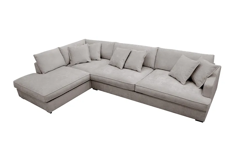 Rossita Lyx 4-seter Ekstra dyp Sofa med Sjeselong Venstre - Grå/Brun Chenille - Møbler - Sofaer - Sofaer med sjeselong - 4 seters sofa med divan