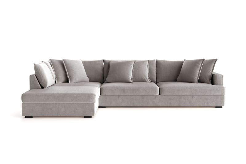 Rossita Lyx 4-seter Ekstra dyp Sofa med Sjeselong Venstre - Grå/Brun Chenille - Møbler - Sofaer - Sofaer med sjeselong - 4 seters sofa med divan