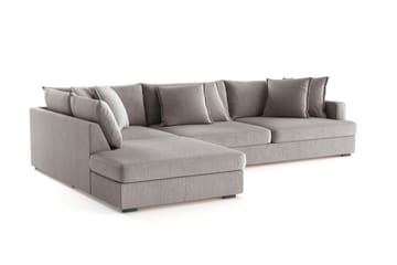 Rossita Lyx 4-seter Ekstra dyp Sofa med Sjeselong Venstre - Grå/Brun Chenille - Møbler - Sofaer - Sofaer med sjeselong - 4 seters sofa med divan