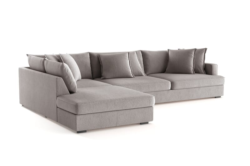 Rossita Lyx 4-seter Ekstra dyp Sofa med Sjeselong Venstre - Grå/Brun Chenille - Møbler - Sofaer - Sofaer med sjeselong - 4 seters sofa med divan