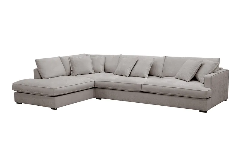 Rossita Lyx 4-seter Ekstra dyp Sofa med Sjeselong Venstre - Grå/Brun Chenille - Møbler - Sofaer - Sofaer med sjeselong - 4 seters sofa med divan