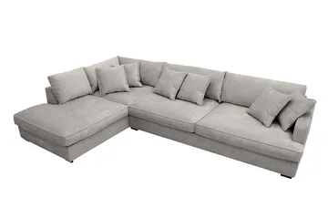 Rossita Lyx 4-seter Ekstra dyp Sofa med Sjeselong Venstre - Lysegrå Chenille - Møbler - Sofaer - Sofaer med sjeselong - 4 seters sofa med divan