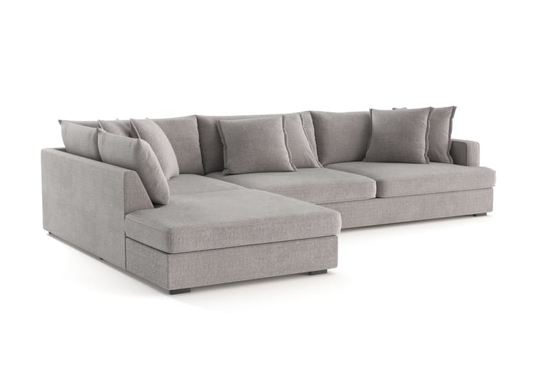 Rossita Lyx 4-seter Ekstra dyp Sofa med Sjeselong Venstre - Lysegrå Chenille - Møbler - Sofaer - Sofaer med sjeselong - 4 seters sofa med divan