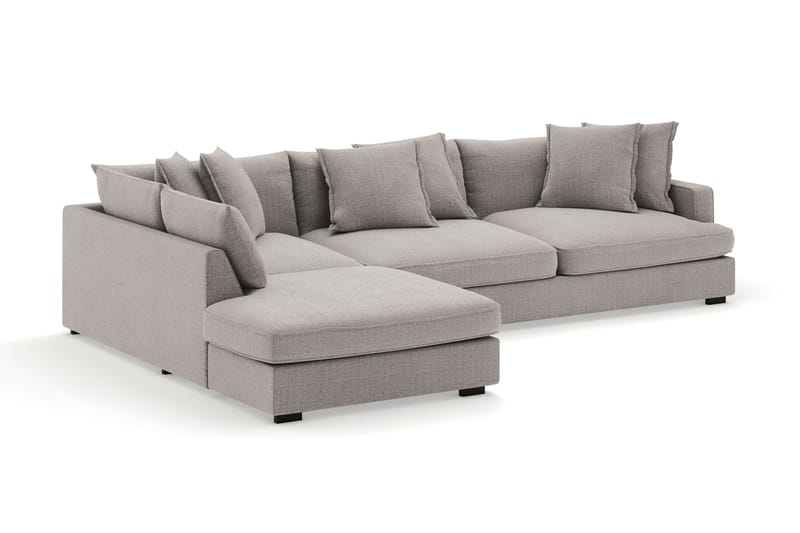 Rossita Lyx 4-seter Ekstra dyp Sofa med Sjeselong Venstre - Lysegrå Chenille - Møbler - Sofaer - Sofaer med sjeselong - 4 seters sofa med divan
