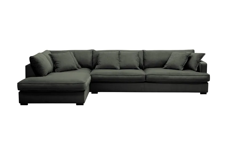 Rossita Lyx 4-seter Ekstra dyp Sofa med Sjeselong Venstre, Mørk grønn Kordfløyel