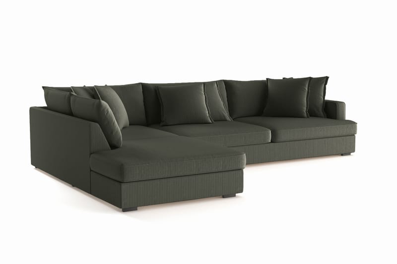 Rossita Lyx 4-seter Ekstra dyp Sofa med Sjeselong Venstre - Mørk grønn Kordfløyel - Møbler - Sofaer - Sofaer med sjeselong - 4 seters sofa med divan