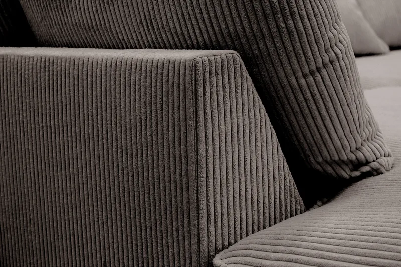 Rossita Lyx 4-seter Ekstra dyp Sofa med Sjeselong Venstre - Mørkegrå Kordfløyel - Møbler - Sofaer - Sofaer med sjeselong - 4 seters sofa med divan