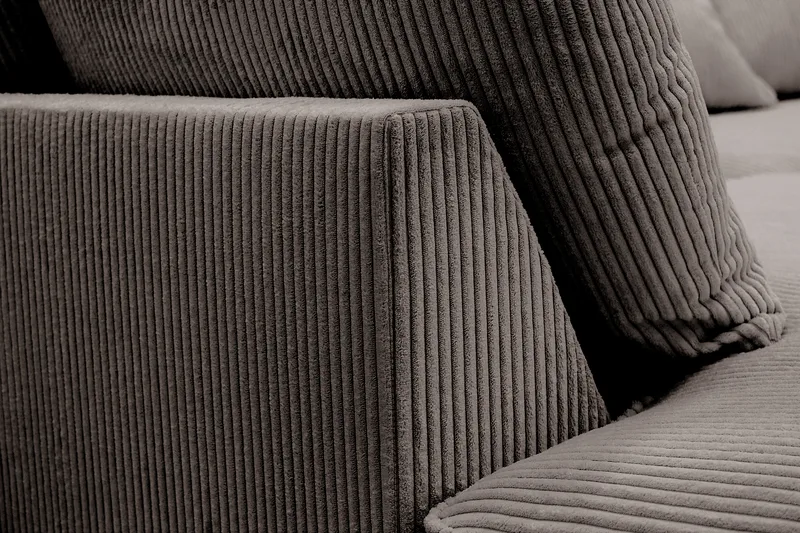 Rossita Lyx 4-seter Ekstra dyp Sofa med Sjeselong Venstre - Mørkegrå Kordfløyel - Møbler - Sofaer - Sofaer med sjeselong - 4 seters sofa med divan