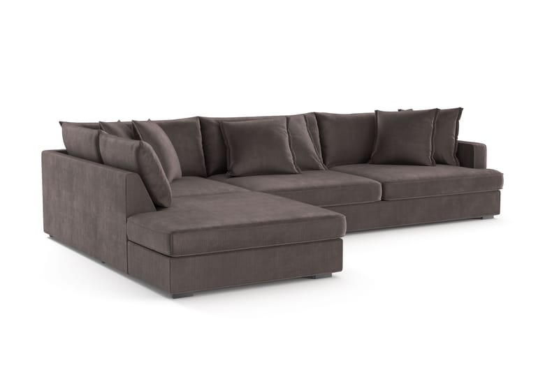 Rossita Lyx 4-seter Ekstra dyp Sofa med Sjeselong Venstre - Mørkegrå Kordfløyel - Møbler - Sofaer - Sofaer med sjeselong - 4 seters sofa med divan