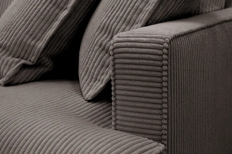 Rossita Lyx 4-seter Ekstra dyp Sofa med Sjeselong Venstre - Mørkegrå Kordfløyel - Møbler - Sofaer - Sofaer med sjeselong - 4 seters sofa med divan