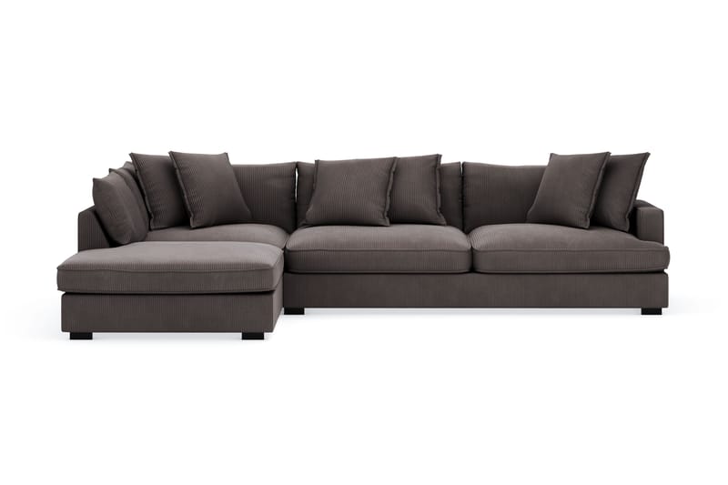 Rossita Lyx 4-seter Ekstra dyp Sofa med Sjeselong Venstre - Mørkegrå Kordfløyel - Møbler - Sofaer - Sofaer med sjeselong - 4 seters sofa med divan