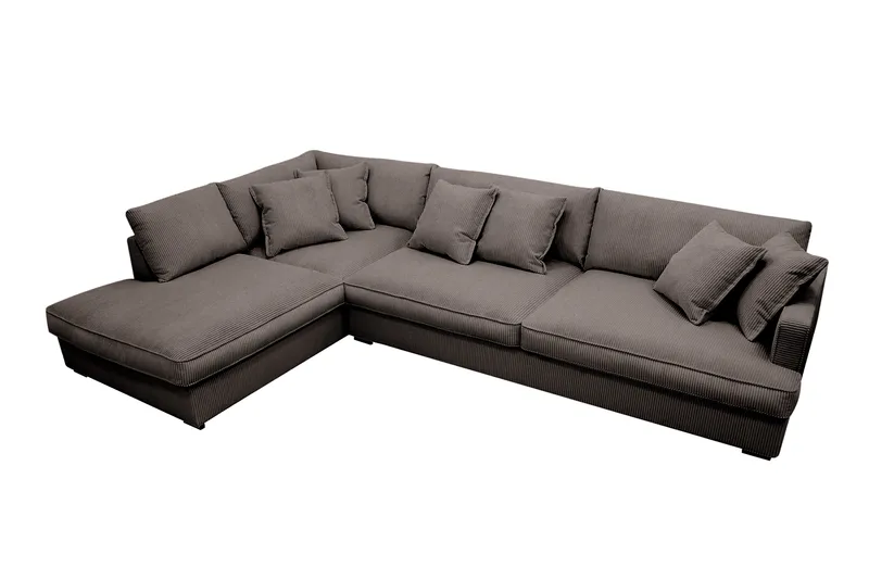 Rossita Lyx 4-seter Ekstra dyp Sofa med Sjeselong Venstre - Mørkegrå Kordfløyel - Møbler - Sofaer - Sofaer med sjeselong - 4 seters sofa med divan