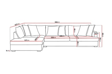 Rossita Lyx 4-seter Ekstra dyp Sofa med Sjeselong Venstre - Offwhite Manchester - Møbler - Sofaer - Sofaer med sjeselong - 4 seters sofa med divan