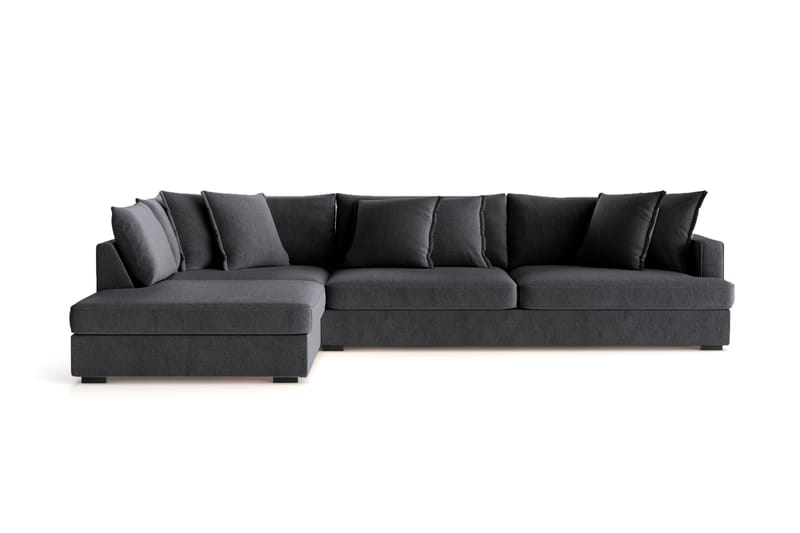 Rossita Lyx 4-seter Ekstra dyp Sofa med Sjeselong Venstre - Svart Chenille - Møbler - Sofaer - Sofaer med sjeselong - 4 seters sofa med divan