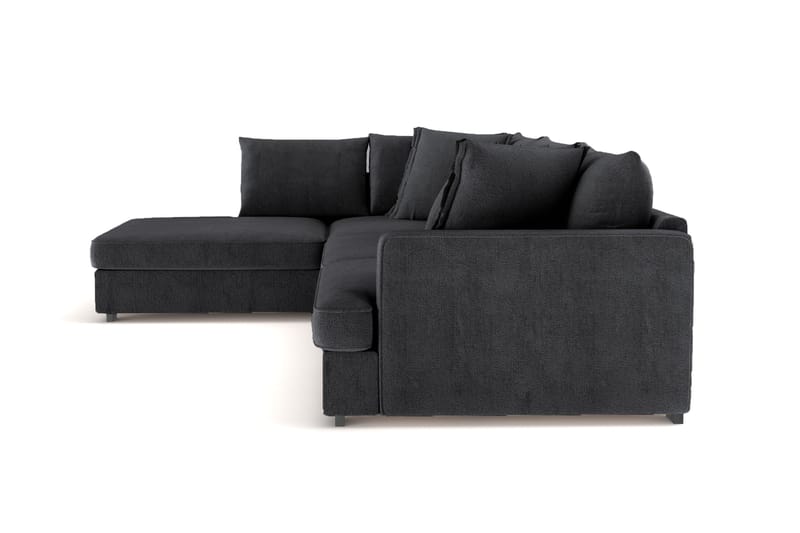 Rossita Lyx 4-seter Ekstra dyp Sofa med Sjeselong Venstre - Svart Chenille - Møbler - Sofaer - Sofaer med sjeselong - 4 seters sofa med divan