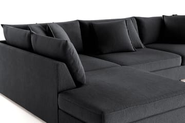 Rossita Lyx 4-seter Ekstra dyp Sofa med Sjeselong Venstre - Svart Chenille - Møbler - Sofaer - Sofaer med sjeselong - 4 seters sofa med divan