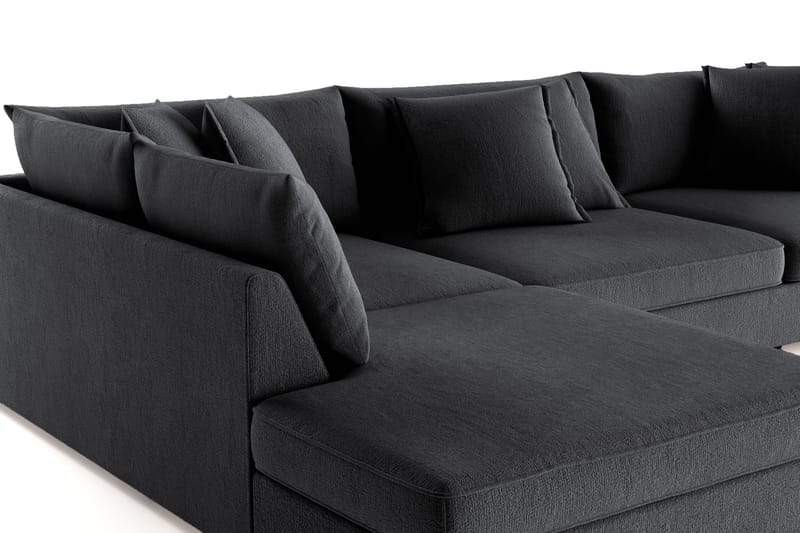 Rossita Lyx 4-seter Ekstra dyp Sofa med Sjeselong Venstre - Svart Chenille - Møbler - Sofaer - Sofaer med sjeselong - 4 seters sofa med divan