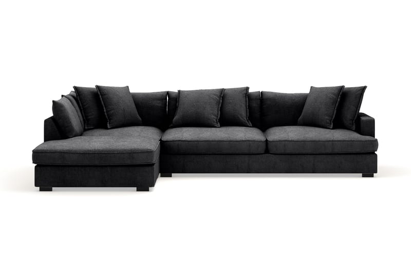 Rossita Lyx 4-seter Ekstra dyp Sofa med Sjeselong Venstre - Svart Chenille - Møbler - Sofaer - Sofaer med sjeselong - 4 seters sofa med divan
