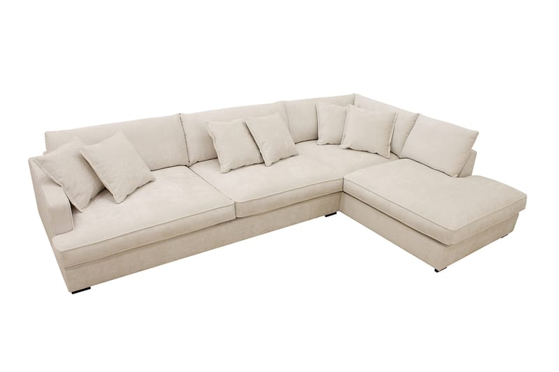 Rossita Lyx 4-seters Høyrevendt L-formet Extra Dyp Sjeselongsofa i Chenille - Beige Chenille - Møbler - Sofaer - Sofaer med sjeselong - 4 seters sofa med divan