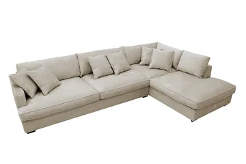 Rossita Lyx 4-seters Høyrevendt L-formet Extra Dyp Sjeselongsofa i Chenille - Beige Chenille - Møbler - Sofaer - Sofaer med sjeselong - 4 seters sofa med divan