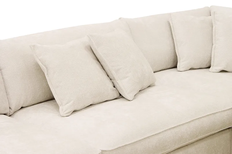 Rossita Lyx 4-seters Høyrevendt L-formet Extra Dyp Sjeselongsofa i Chenille - Beige Chenille - Møbler - Sofaer - Sofaer med sjeselong - 4 seters sofa med divan