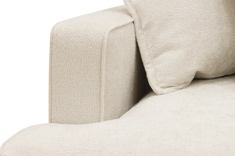 Rossita Lyx 4-seters Høyrevendt L-formet Extra Dyp Sjeselongsofa i Chenille - Beige Chenille - Møbler - Sofaer - Sofaer med sjeselong - 4 seters sofa med divan