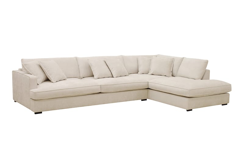 Rossita Lyx 4-seters Høyrevendt L-formet Extra Dyp Sjeselongsofa i Chenille - Beige Chenille - Møbler - Sofaer - Sofaer med sjeselong - 4 seters sofa med divan