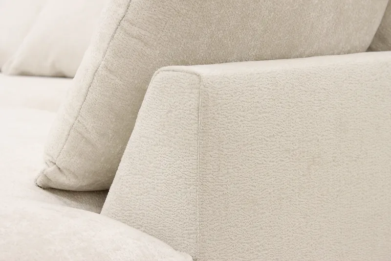 Rossita Lyx 4-seters Høyrevendt L-formet Extra Dyp Sjeselongsofa i Chenille - Beige Chenille - Møbler - Sofaer - Sofaer med sjeselong - 4 seters sofa med divan