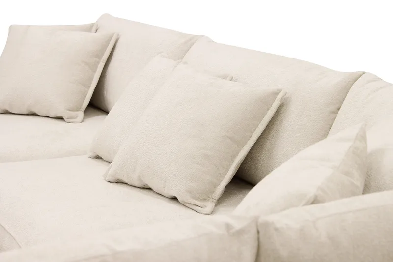 Rossita Lyx 4-seters Høyrevendt L-formet Extra Dyp Sjeselongsofa i Chenille - Beige Chenille - Møbler - Sofaer - Sofaer med sjeselong - 4 seters sofa med divan