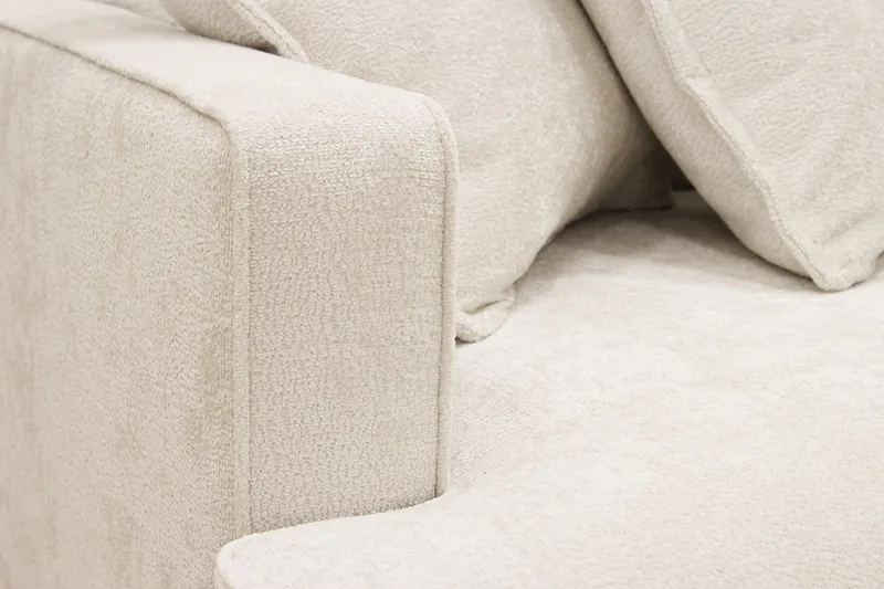 Rossita Lyx 4-seters Høyrevendt L-formet Extra Dyp Sjeselongsofa i Chenille - Beige Chenille - Møbler - Sofaer - Sofaer med sjeselong - 4 seters sofa med divan