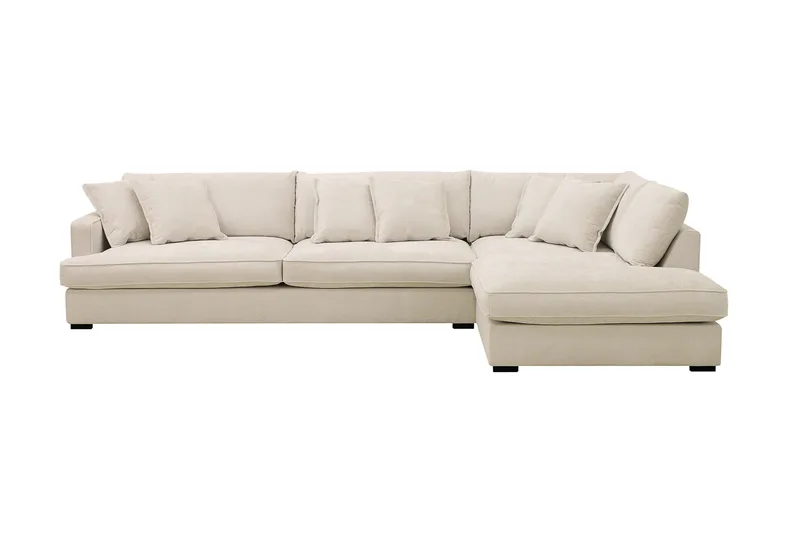 Rossita Lyx 4-seters Høyrevendt L-formet Extra Dyp Sjeselongsofa i Chenille, Beige Chenille