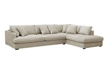 Rossita Lyx 4-seters Høyrevendt L-formet Extra Dyp Sjeselongsofa i Chenille - Beige Chenille - Møbler - Sofaer - Sofaer med sjeselong - 4 seters sofa med divan