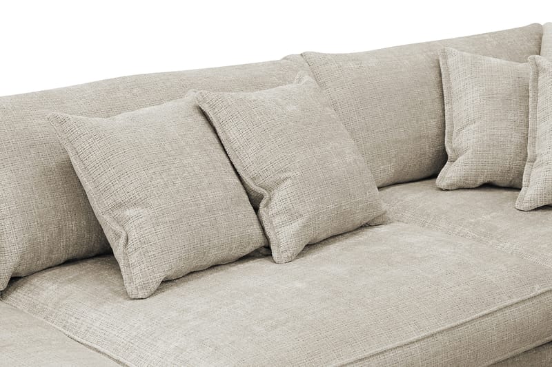 Rossita Lyx 4-seters Høyrevendt L-formet Extra Dyp Sjeselongsofa i Chenille - Beige Chenille - Møbler - Sofaer - Sofaer med sjeselong - 4 seters sofa med divan