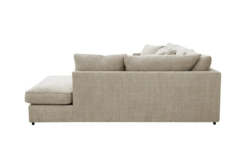 Rossita Lyx 4-seters Høyrevendt L-formet Extra Dyp Sjeselongsofa i Chenille - Beige Chenille - Møbler - Sofaer - Sofaer med sjeselong - 4 seters sofa med divan