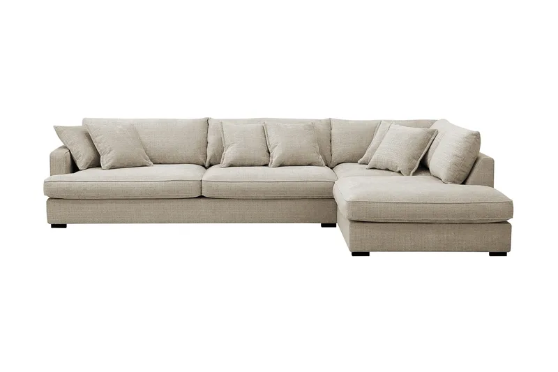 Rossita Lyx 4-seters Høyrevendt L-formet Extra Dyp Sjeselongsofa i Chenille, Beige Chenille