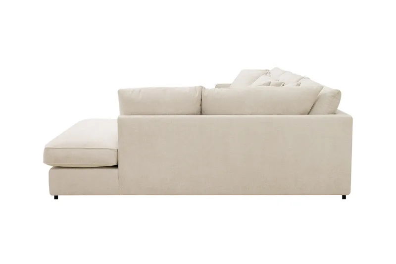 Rossita Lyx 4-seters Høyrevendt L-formet Extra Dyp Sjeselongsofa i Chenille - Beige Chenille - Møbler - Sofaer - Sofaer med sjeselong - 4 seters sofa med divan