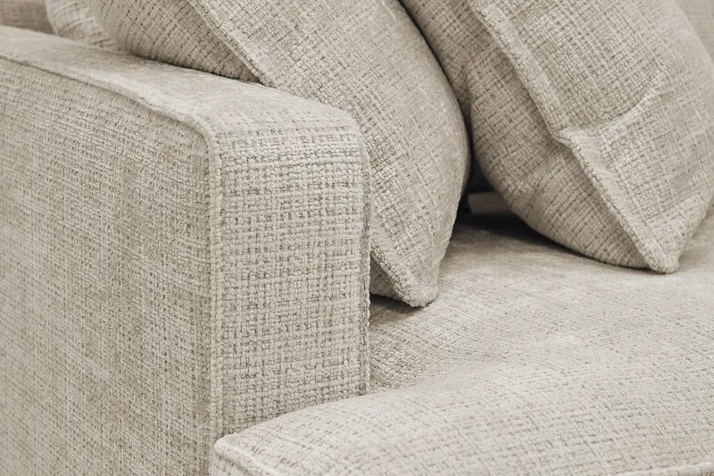 Rossita Lyx 4-seters Høyrevendt L-formet Extra Dyp Sjeselongsofa i Chenille - Beige Chenille - Møbler - Sofaer - Sofaer med sjeselong - 4 seters sofa med divan