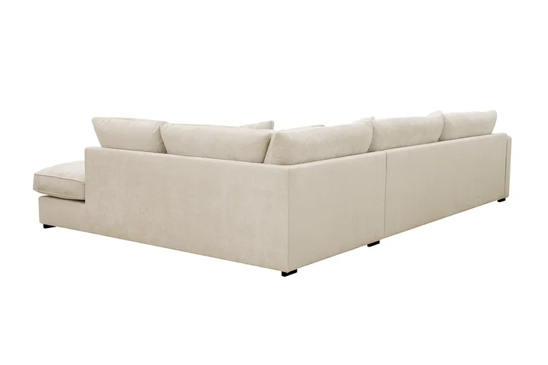 Rossita Lyx 4-seters Høyrevendt L-formet Extra Dyp Sjeselongsofa i Chenille - Beige Chenille - Møbler - Sofaer - Sofaer med sjeselong - 4 seters sofa med divan