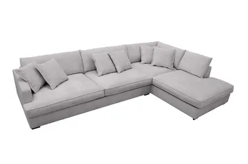 Rossita Lyx 4-seters Høyrevendt L-formet Extra Dyp Sjeselongsofa i Chenille - Grå Chenille - Møbler - Sofaer - Sofaer med sjeselong - 4 seters sofa med divan