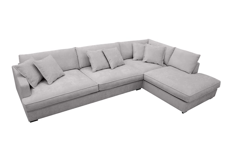 Rossita Lyx 4-seters Høyrevendt L-formet Extra Dyp Sjeselongsofa i Chenille - Grå Chenille - Møbler - Sofaer - Sofaer med sjeselong - 4 seters sofa med divan