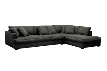 Rossita Lyx 4-seters Høyrevendt L-formet Extra Dyp Sjeselongsofa i Manchester - Mørk grønn Kordfløyel - Møbler - Sofaer - Sofaer med sjeselong - 4 seters sofa med divan