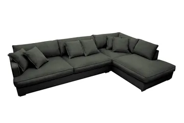 Rossita Lyx 4-seters Høyrevendt L-formet Extra Dyp Sjeselongsofa i Manchester - Mørk grønn Kordfløyel - Møbler - Sofaer - Sofaer med sjeselong - 4 seters sofa med divan
