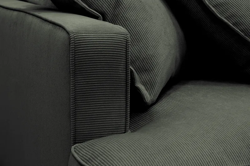 Rossita Lyx 4-seters Høyrevendt L-formet Extra Dyp Sjeselongsofa i Manchester - Mørk grønn Kordfløyel - Møbler - Sofaer - Sofaer med sjeselong - 4 seters sofa med divan