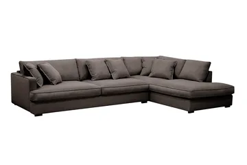 Rossita Lyx 4-seters Høyrevendt L-formet Extra Dyp Sjeselongsofa i Manchester - Mørkegrå - Møbler - Sofaer - Sofaer med sjeselong - 4 seters sofa med divan