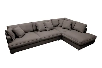 Rossita Lyx 4-seters Høyrevendt L-formet Extra Dyp Sjeselongsofa i Manchester - Mørkegrå - Møbler - Sofaer - Sofaer med sjeselong - 4 seters sofa med divan